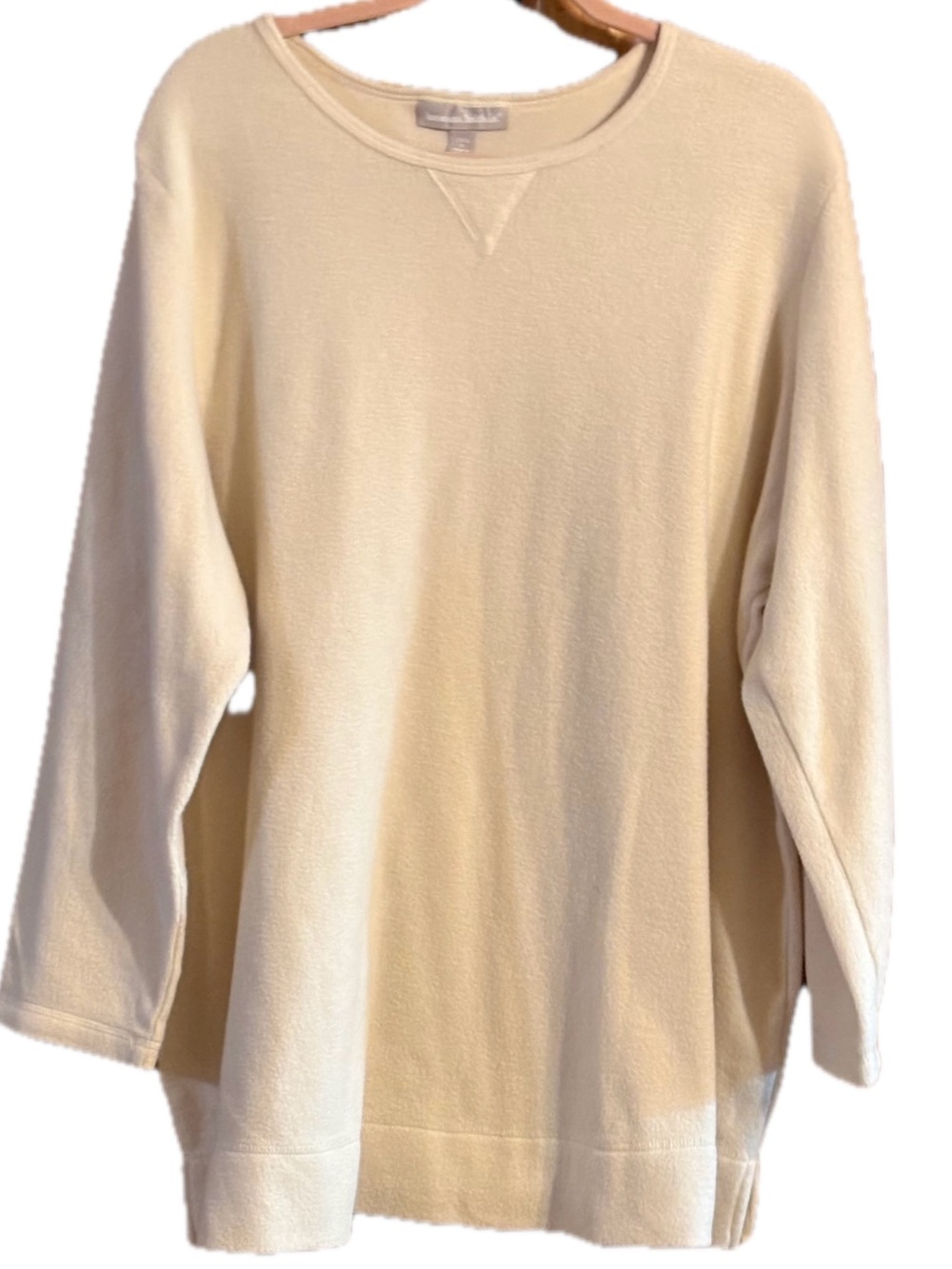 NWOT Woman Within Cream Crewneck Oversized Tunic Pullover Sweatshirt 22/24